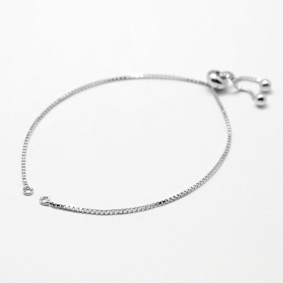 Silver Tone Box Chain Bracelet Base 240mm - 1mm - 1 Bracelet - Z791