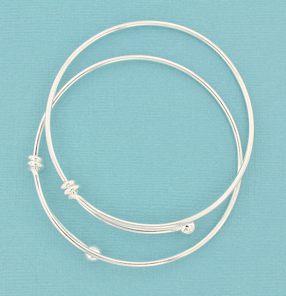Silver Tone Brass Adjustable Bangle - 65mm - 1 Bangle - N571