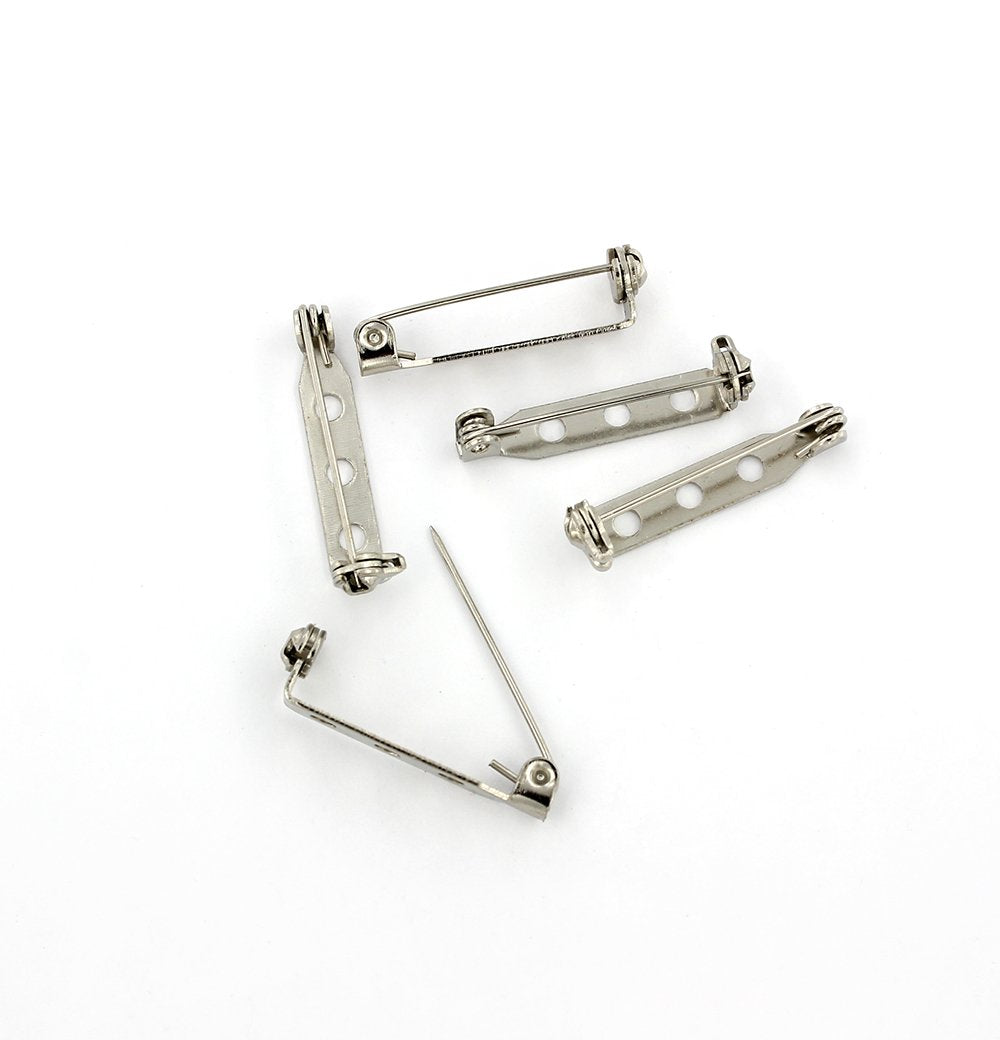 Silver Tone Brooch Pins - 27mm x 5mm - 20 Pieces - FD224