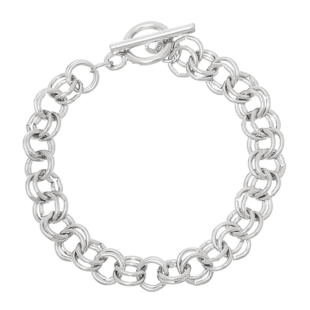 Silver Tone Cable Chain Bracelet 7.75" - 8mm - 1 Bracelet - N159