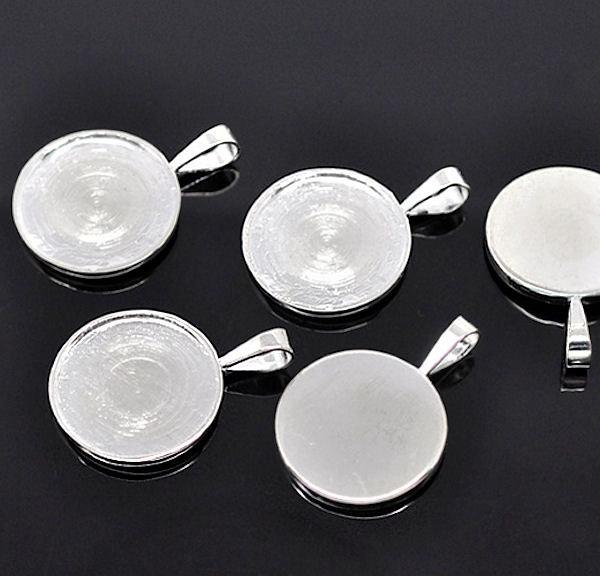 Sertis de cabochons argentés - Plateau de 25 mm - 5 pièces - Z041
