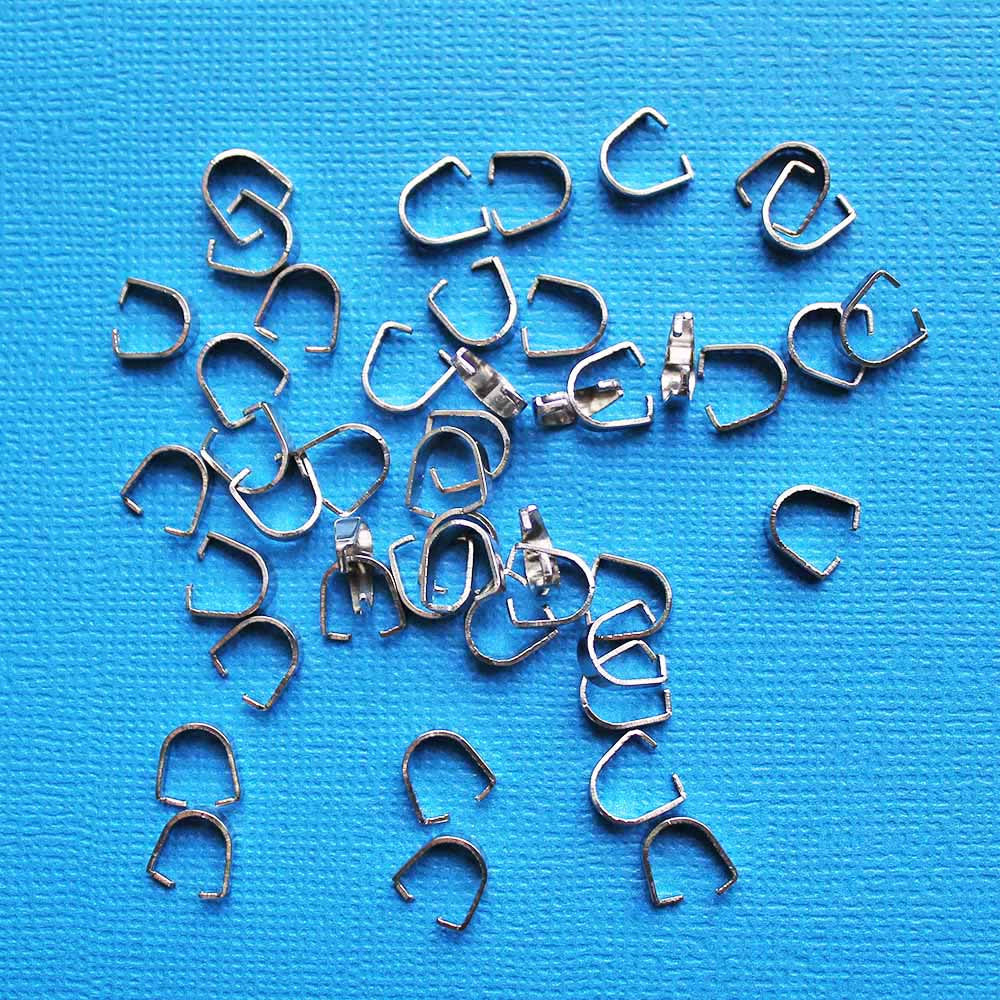 Silver Tone Clip Bail - 8mm x 8mm - 5 Pieces - MT062