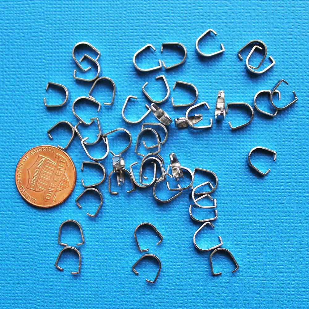 Silver Tone Clip Bail - 8mm x 8mm - 5 Pieces - MT062