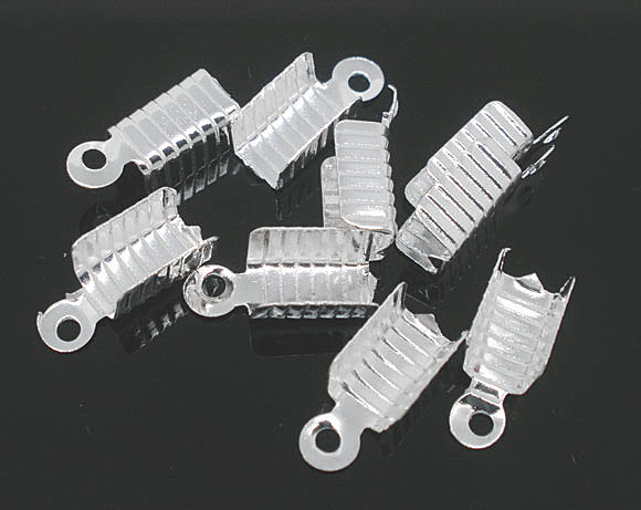 Silver Tone Cord Ends - 12mm x 5mm - 500 Pieces - FD143