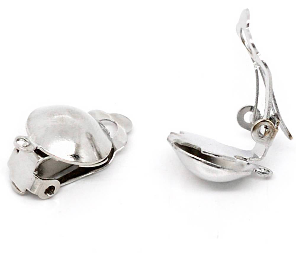 Boucles d'oreilles argentées - Clip On - 20mm x 12mm - 16 pièces 8 paires - Z424