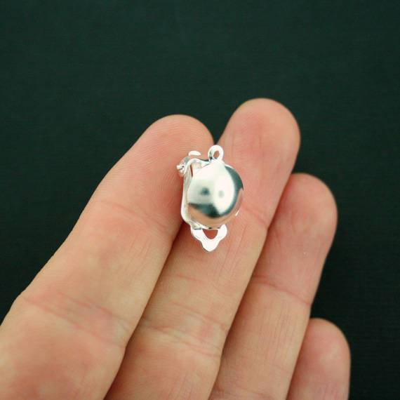 Boucles d'oreilles argentées - Clip arrière à levier - 20 mm x 13 mm - 12 pièces 6 paires - Z430