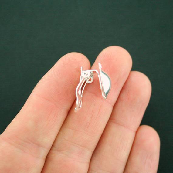 Boucles d'oreilles argentées - Clip arrière à levier - 20 mm x 13 mm - 12 pièces 6 paires - Z430