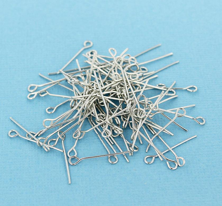 Silver Tone Eye Pins - 20mm - 250 Pieces - PIN057