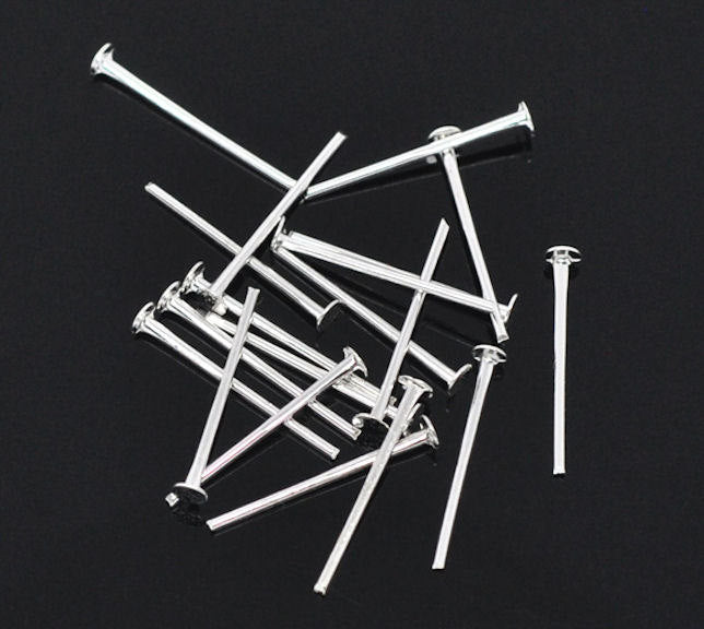 Silver Tone Flat Head Pins - 16mm  - 1000 Pins - PIN19