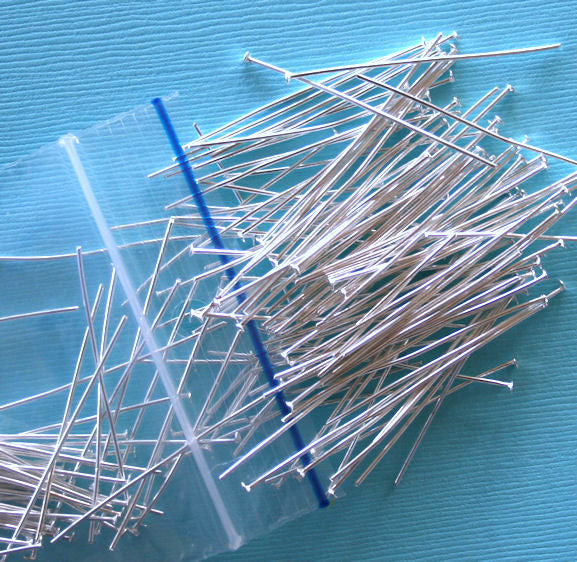 Silver Tone Flat Head Pins - 50mm - 250 Pieces - PIN06