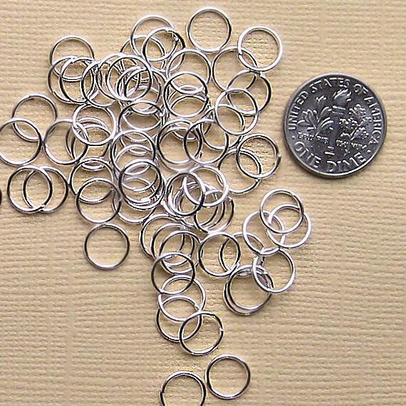 Silver Tone Jump Rings 8mm x 0.7mm - Open 21 Gauge - 100 Rings - J005