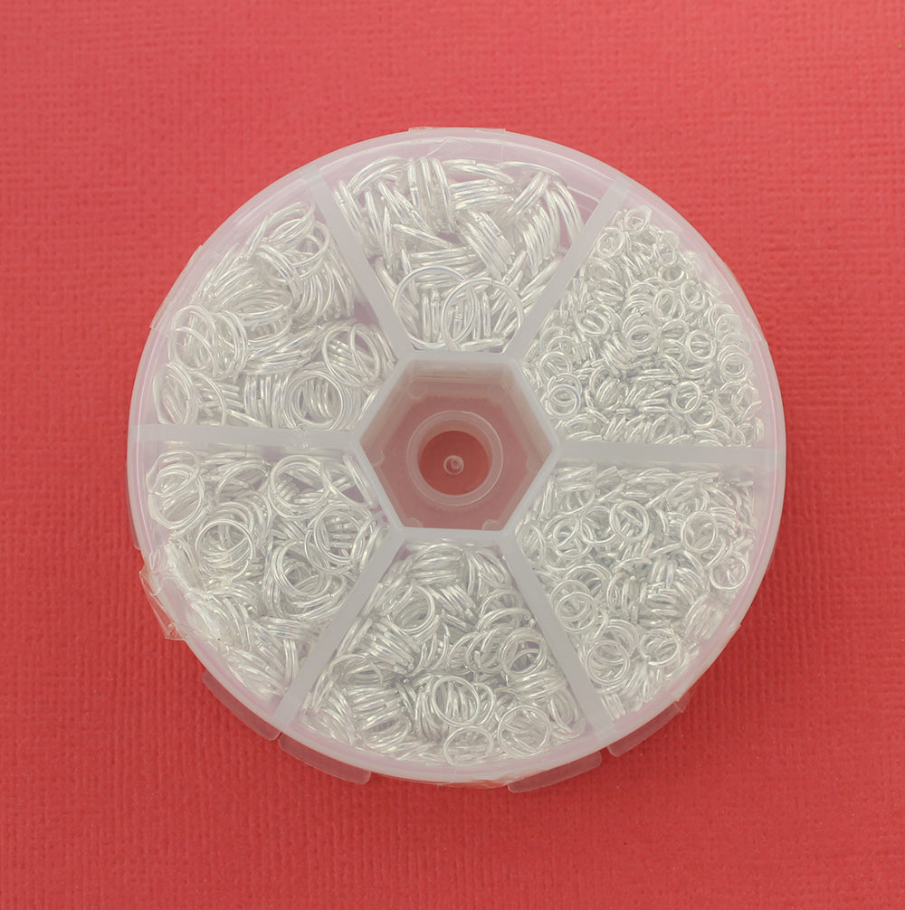 Silver Tone Jump Rings Assorted Sizes in Handy Storage Box 4mm to 10mm - STARTER11