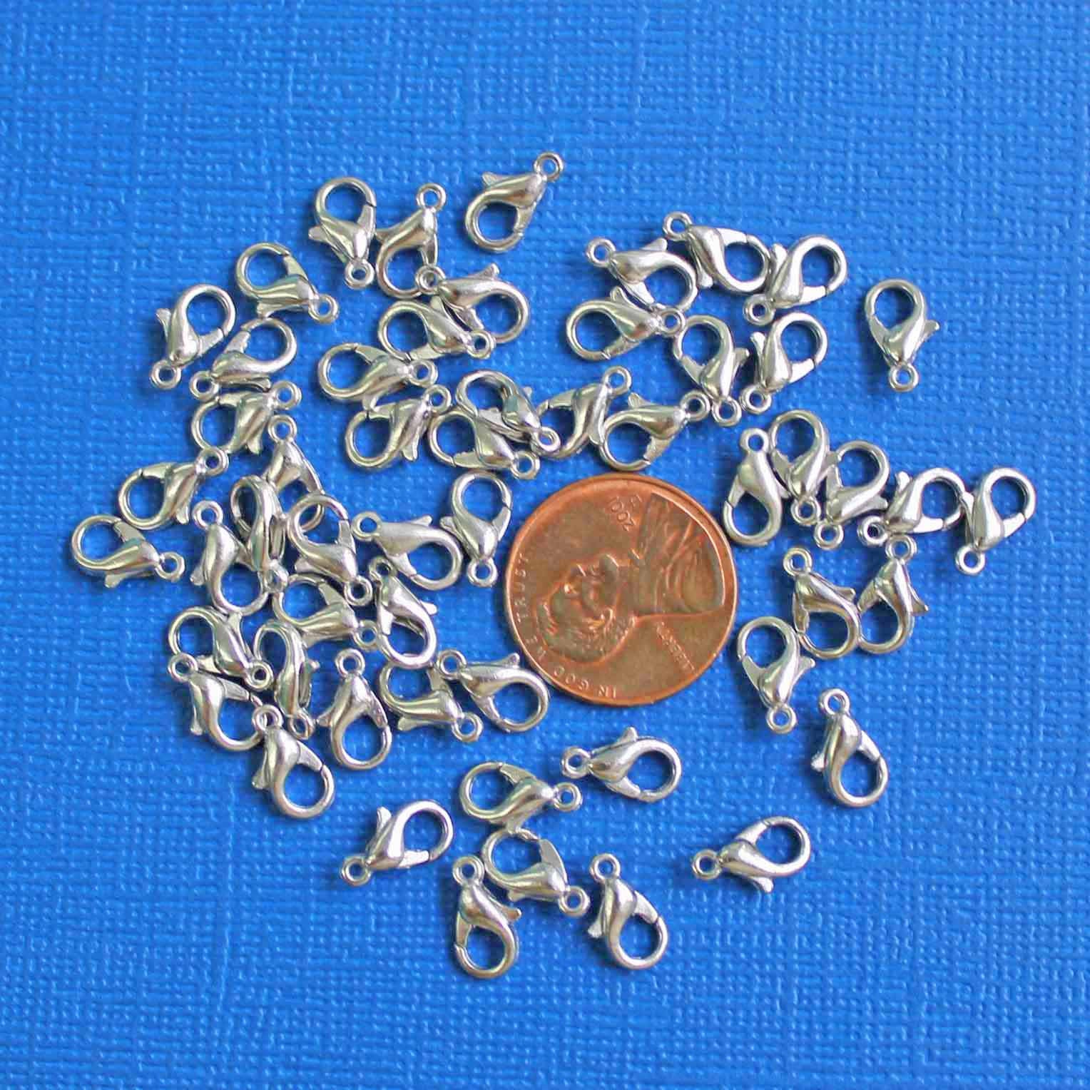Fermoirs mousqueton argentés 10 mm x 6 mm - 10 fermoirs - FD467
