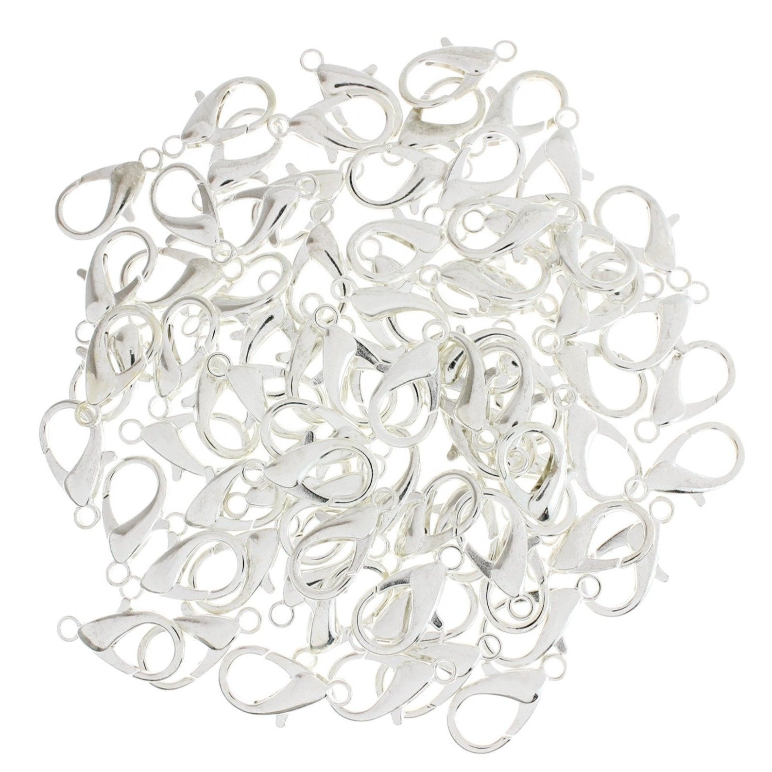 Silver Tone Lobster Clasps 20mm x 11mm - 100 Clasps - FF289