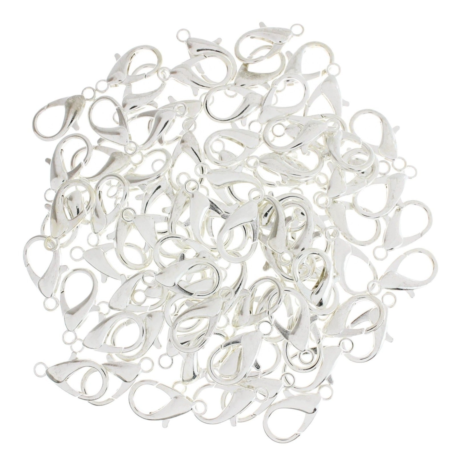 Fermoirs mousqueton argentés 20 mm x 11 mm - 20 fermoirs - FF289