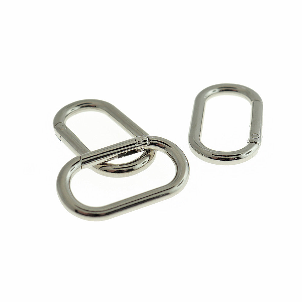 Silver Tone Oval Spring Gate Clasps 44mm x 25mm - 4 Clasps - FD1070