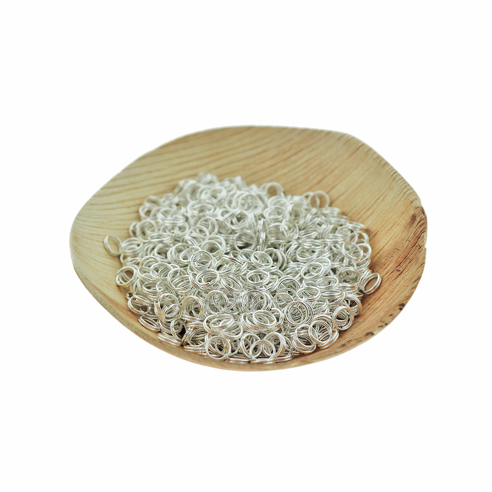 Silver Tone Split Rings 6mm x 0.6mm - Open 22 Gauge - 800 Rings - J021
