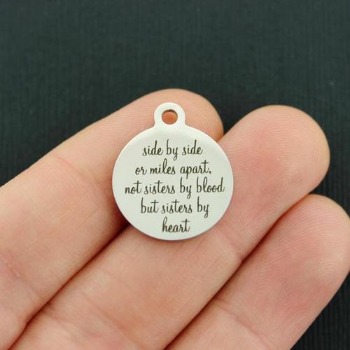 Sisters by heart Stainless Steel Charms - Side by side or miles apart, not sisters by blood but - BFS001-3102
