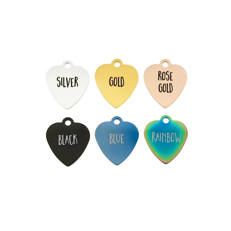 Love Inspire Teach Stainless Steel Small Heart Charms - BFS012-1828