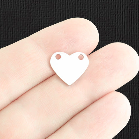 Custom Stainless Steel Small Heart Connector Charm - Personalized