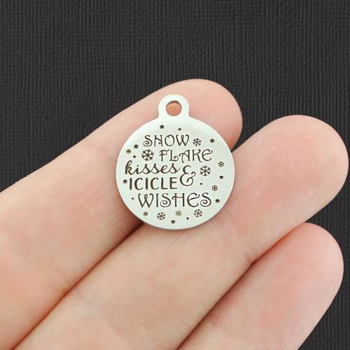 Snowflake Kisses Stainless Steel Charms - & Icicle Wishes - BFS001-4915