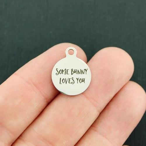 Some Bunny Loves You Stainless Steel Small Round Charms - BFS002-3315