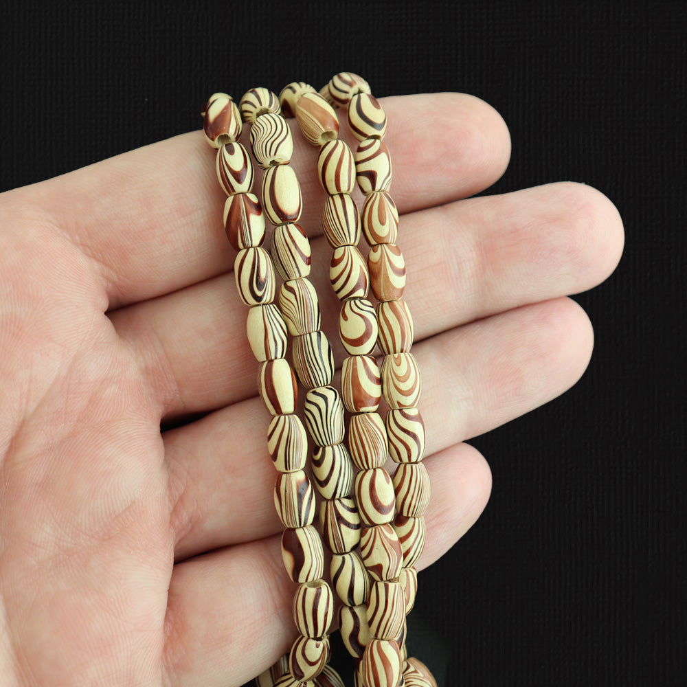 Intercalaire Perles Bois 8mm - Rayure Marron - 1 Rang 60 Perles - BD2109