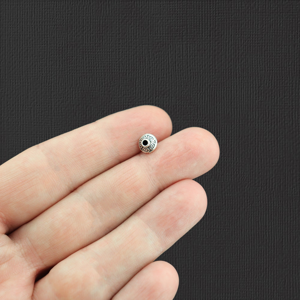 Spiral Bicone Spacer Beads 6.5mm - Antique Silver Tone - 15 Beads - SC5976