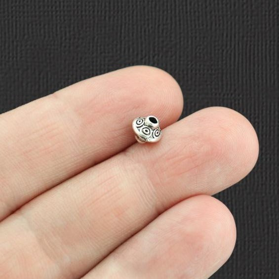 Spiral Bicone Spacer Beads 6.5mm - Antique Silver Tone - 15 Beads - SC5976