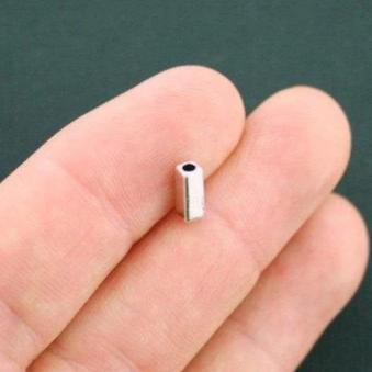 Perles d'espacement en tube carré 8 mm x 2,5 mm - ton argent - 25 perles - SC5680