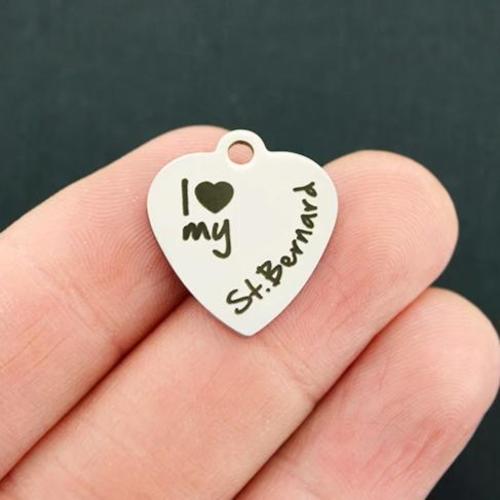 St. Bernard Stainless Steel Charms - I love my - BFS011-2948