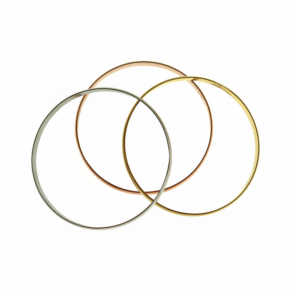 Stainless Steel Bangles - 68mm - 3 Finishes - 1 Set 3 Bangles - N413