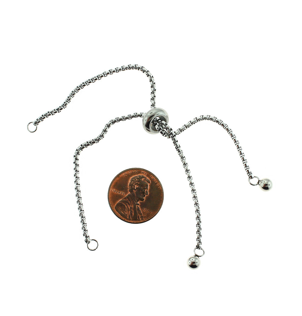 Stainless Steel Box Chain Bracelet Base 130mm - 1.5mm - 5 Bracelets - Z1051