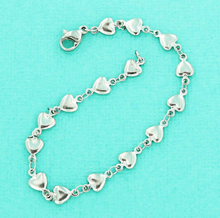 Bracelet Chaîne Coeur Câble Acier Inoxydable 7 1/2" - 5.5mm - 1 Bracelet - FD545