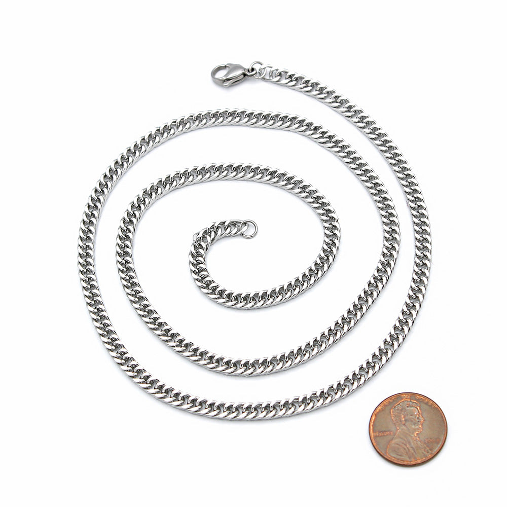 Stainless Steel Cuban Link Chain Necklace 24" - 4mm - 1 Necklace - N682