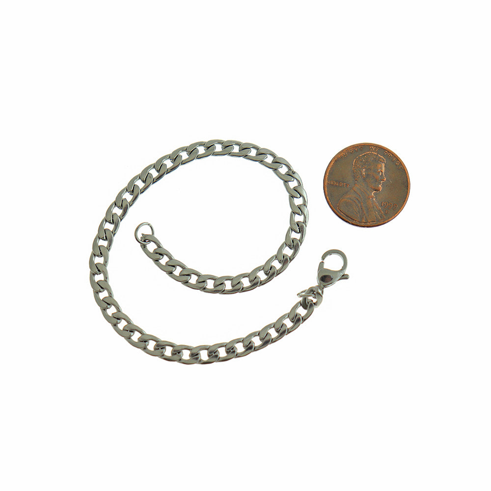 Stainless Steel Curb Chain Bracelets 7" - 4mm - Choose Your Quantity!