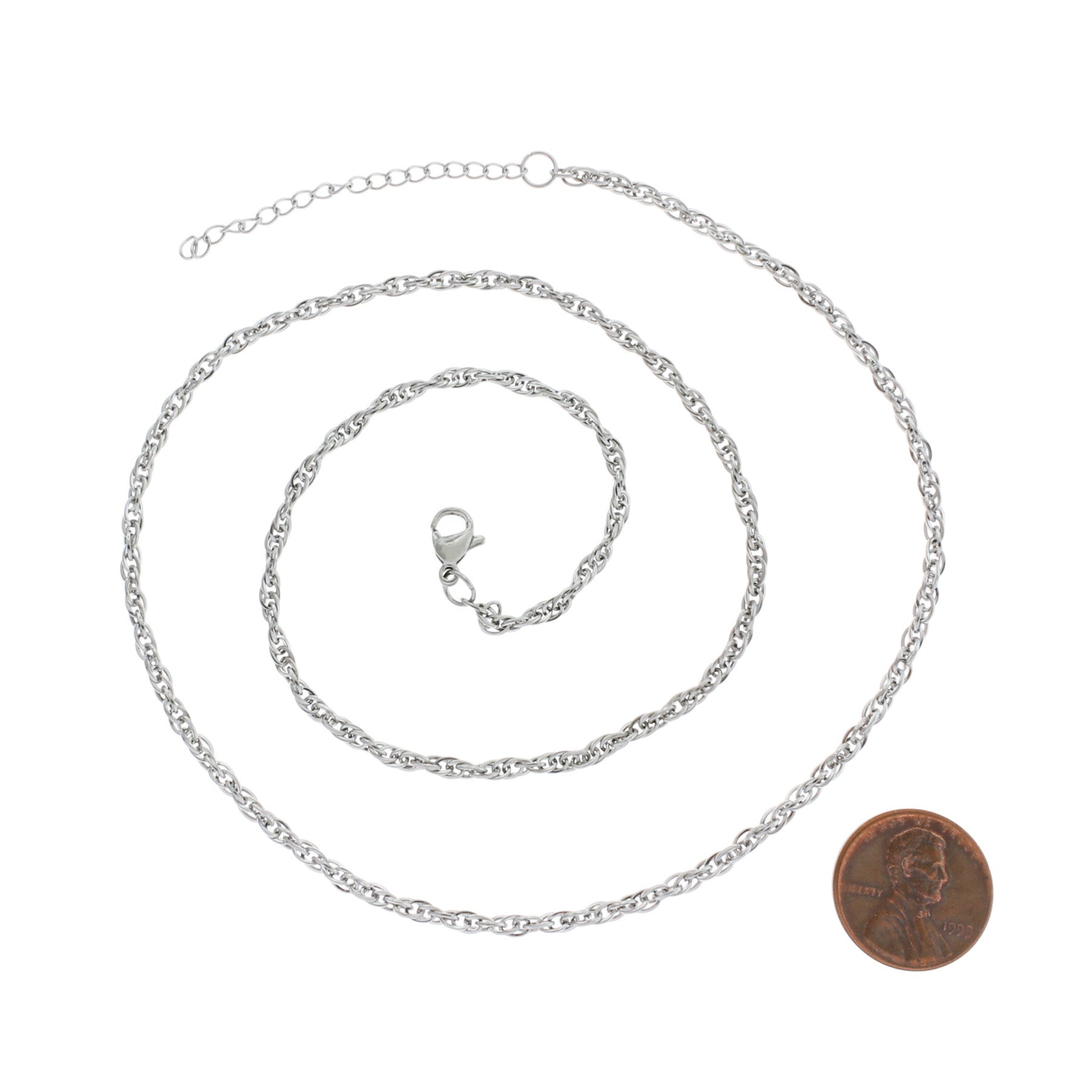Stainless Steel Double Cable Chain Necklace 22" Plus Extender - 1.5mm - Choose Your Quantity!