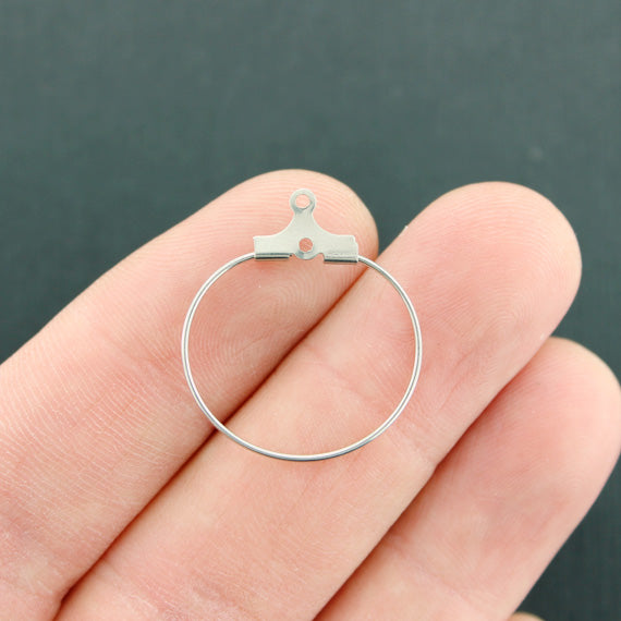 Stainless Steel Earring Wires - Wine Charms Hoops - 25mm - 20 Pieces - MT695