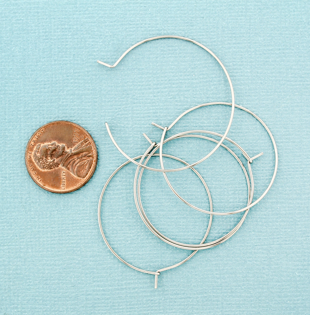Stainless Steel Earring Wires - Wine Charms Hoops - 30mm - 10 Pieces - Z1041