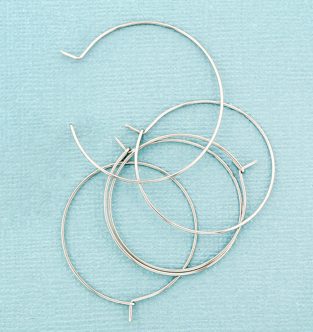 Stainless Steel Earring Wires - Wine Charms Hoops - 30mm - 50 Pieces - Z1041