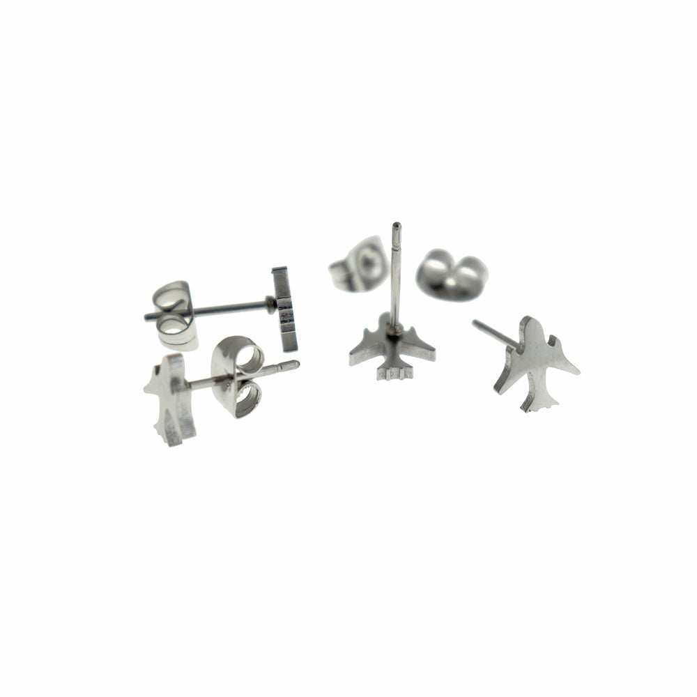 Boucles d'Oreilles Acier Inoxydable - Clous Avion - 8mm - 2 Pièces 1 Paire - ER939