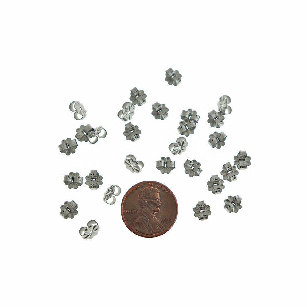 Stainless Steel Earrings Backs - 6.5mm x 6mm - 20 Pieces - FD1075