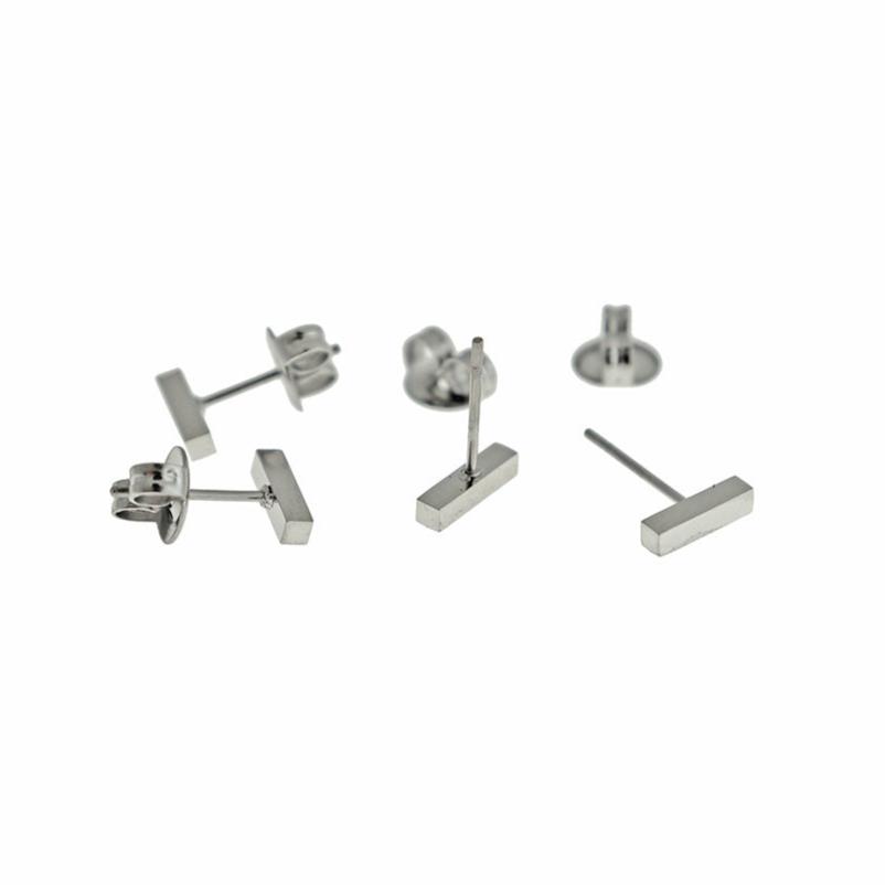 Stainless Steel Earrings - Bar Studs - 8mm x 3mm - 1 Pair - Choose Your Tone!