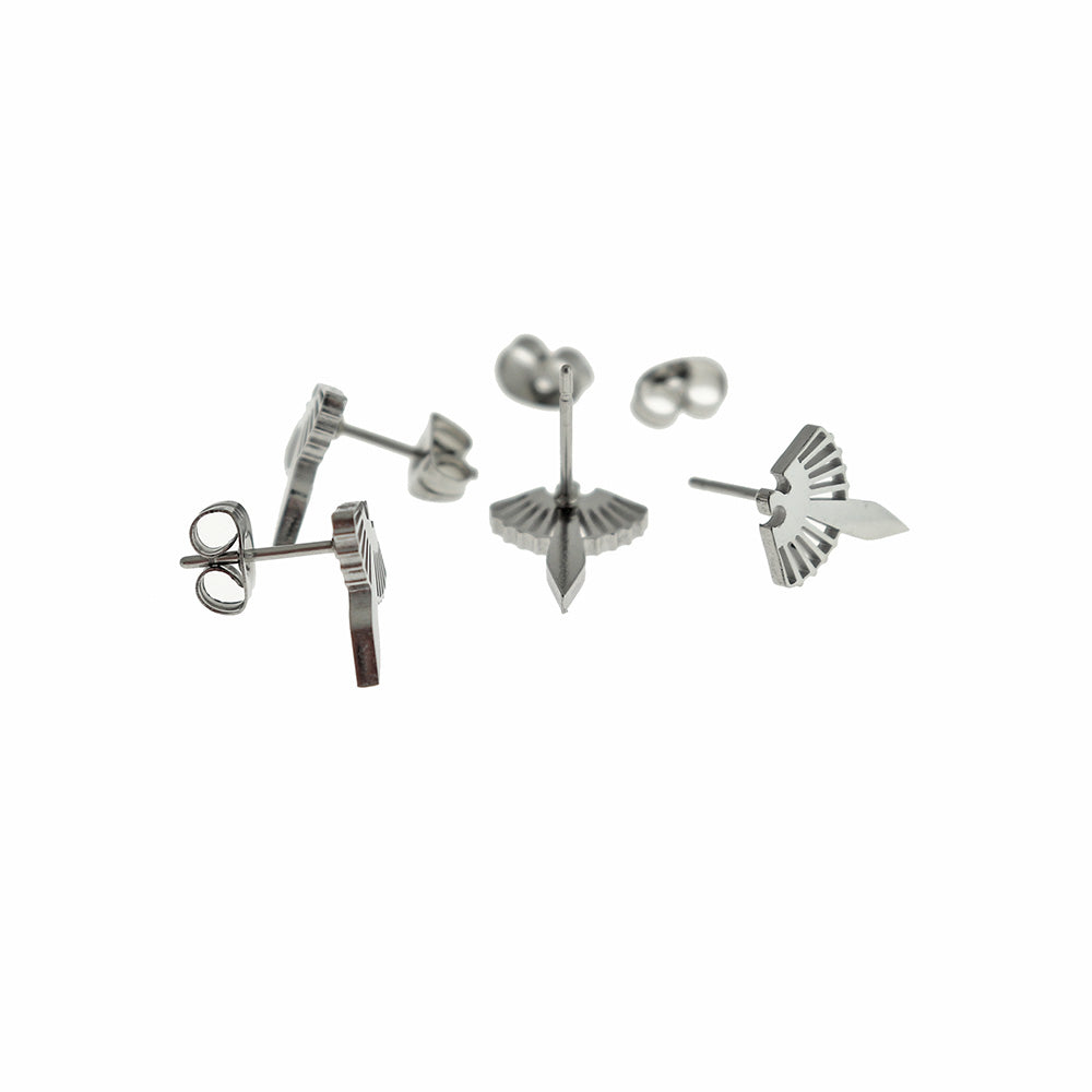 Boucles d'Oreilles en Acier Inoxydable - Clous d'Oiseau - 10mm x 11mm - 2 Pièces 1 Paire - ER896