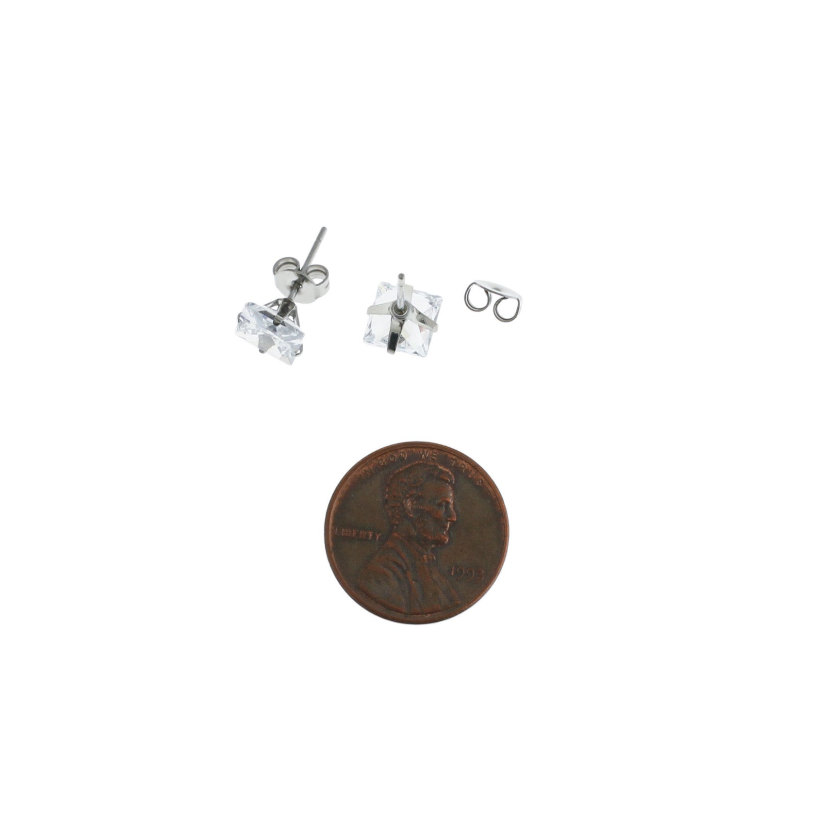 Boucles d'Oreilles Acier Inoxydable - Cubic Zirconia Studs - 7mm x 14mm - 2 Pièces 1 Paire - ER203