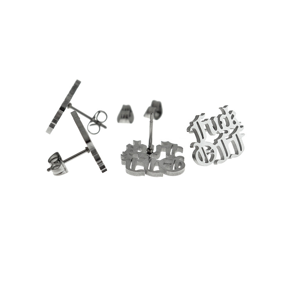 Stainless Steel Earrings - F*ck Off Studs - 15mm - 1 Pair - Choose Your Tone!