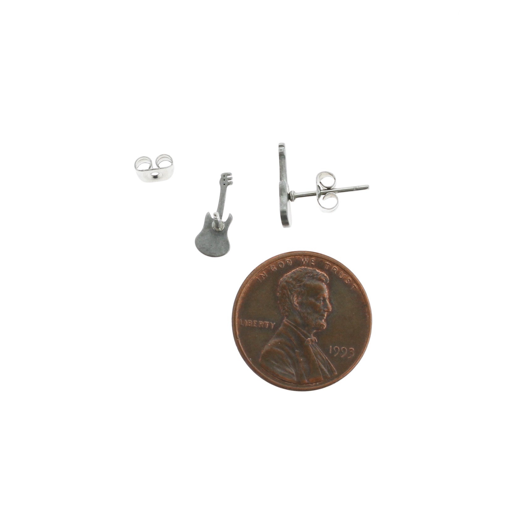 Boucles d'oreilles en acier inoxydable - Clous de guitare - 12 mm x 5 mm - 2 pièces 1 paire - ER004