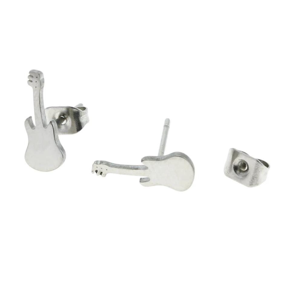 Boucles d'oreilles en acier inoxydable - Clous de guitare - 12 mm x 5 mm - 2 pièces 1 paire - ER004