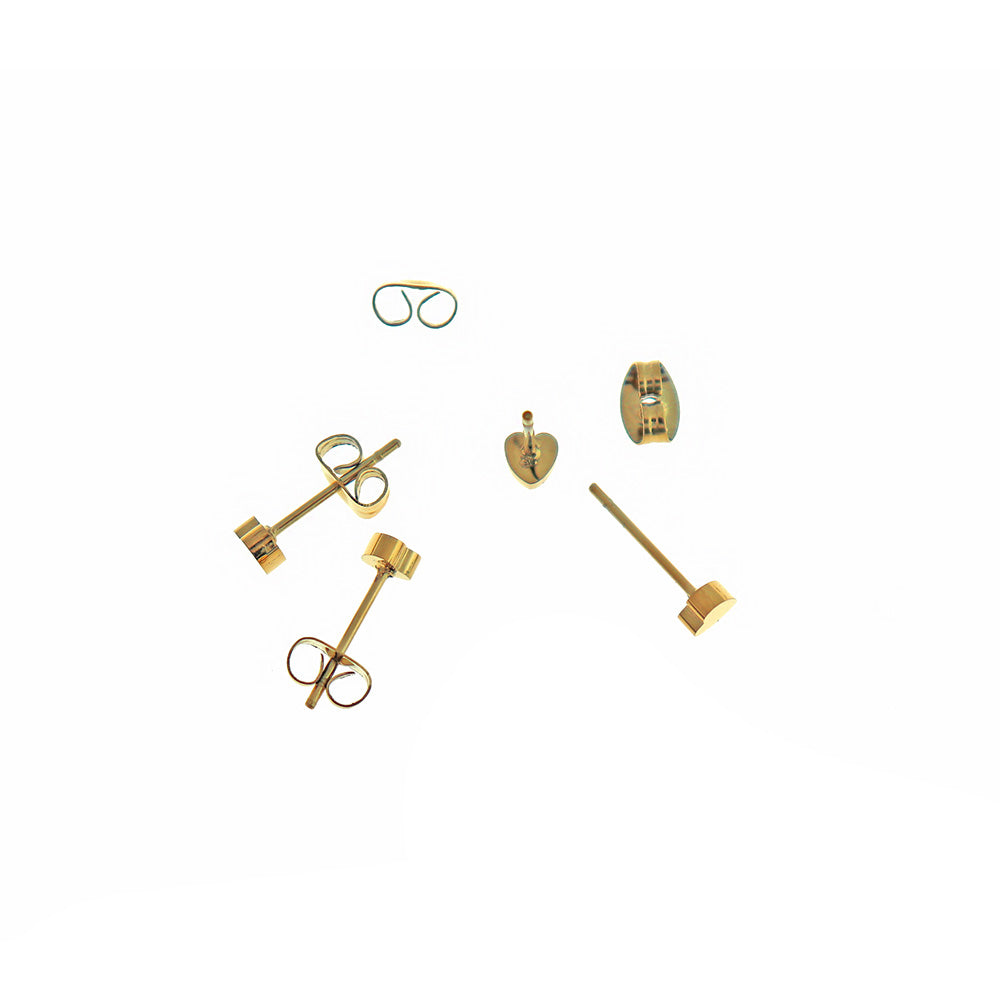 Boucles d'Oreilles Acier Inoxydable Doré - Clous Coeur - 4mm - 2 Pièces 1 Paire - ER523