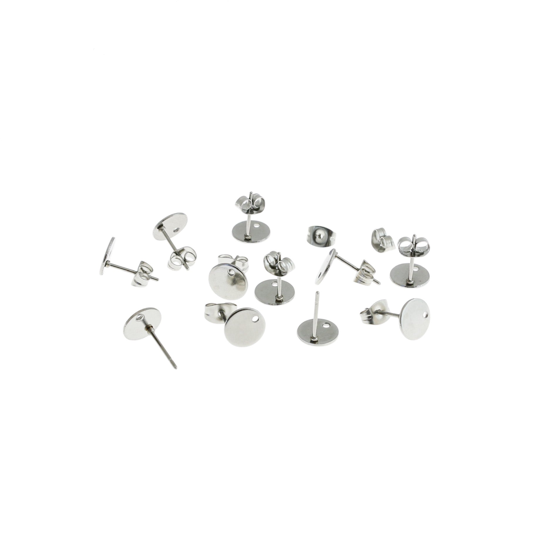 Stainless Steel Earrings - Round Stud Bases - 8mm x 1mm - Choose Your Tone & Quantity!